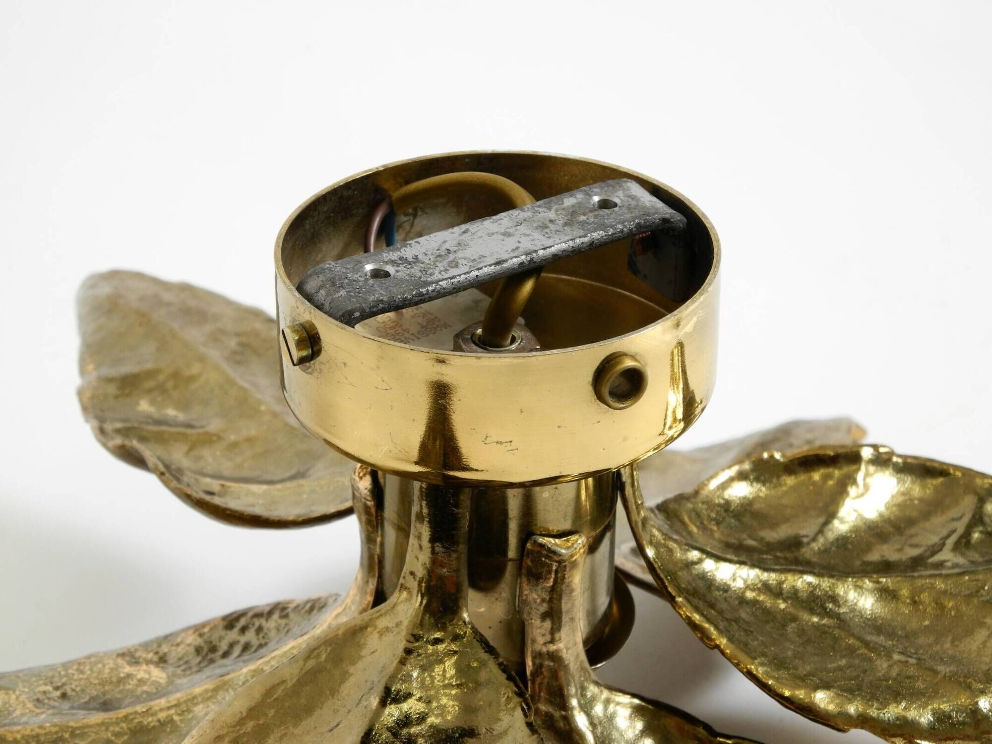 Beautiful brass ceiling or wall lamp from the 1970s by Willy Daro