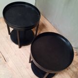 Pair of round coffee table with tray