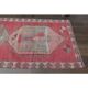 1970s Vintage Turkish Oushak Handmade Wool Cotton Pink Runner Rug 96x303