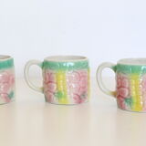 Set of 6 beautiful ceramic cups dabbling style, vintage
