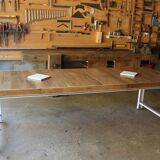 Rectangular oak table. Metal feet. Unique creation.