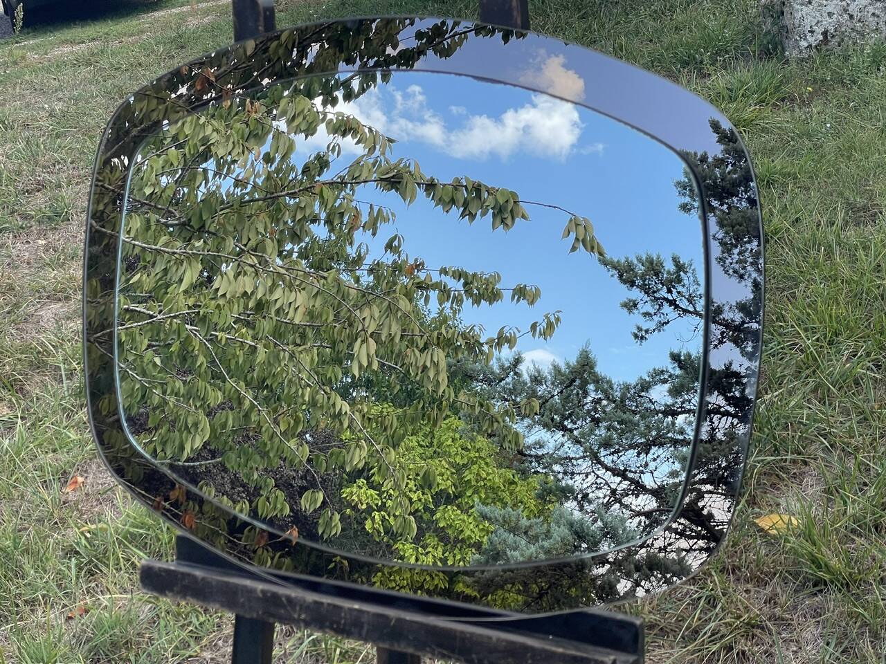 Vintage Wall Mirror, smoked glass, two-tone circa 1980s