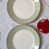 Assiettes plates anciennes dépareillées en faïence avec liserets dorés