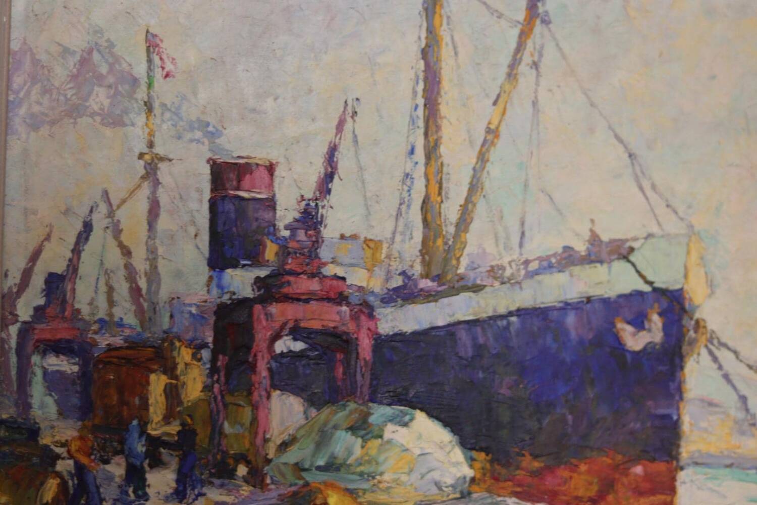 French Oil on Panel – “Port de Nice” by Elie Bernadac (1913–1999)