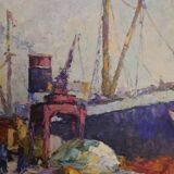 French Oil on Panel – “Port de Nice” by Elie Bernadac (1913–1999)