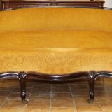 Canapé palissandre tissu or 19 siècle style Napoléon 3