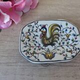 Antique small ceramic pocket emptier with Almeida rooster motif, signed and hand-painted