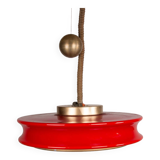 Large pendant light, adjustable in height, in glass and brass, Orion model by Schwarz and Staff Leucht