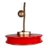 Large pendant light, adjustable in height, in glass and brass, Orion model by Schwarz and Staff Leucht