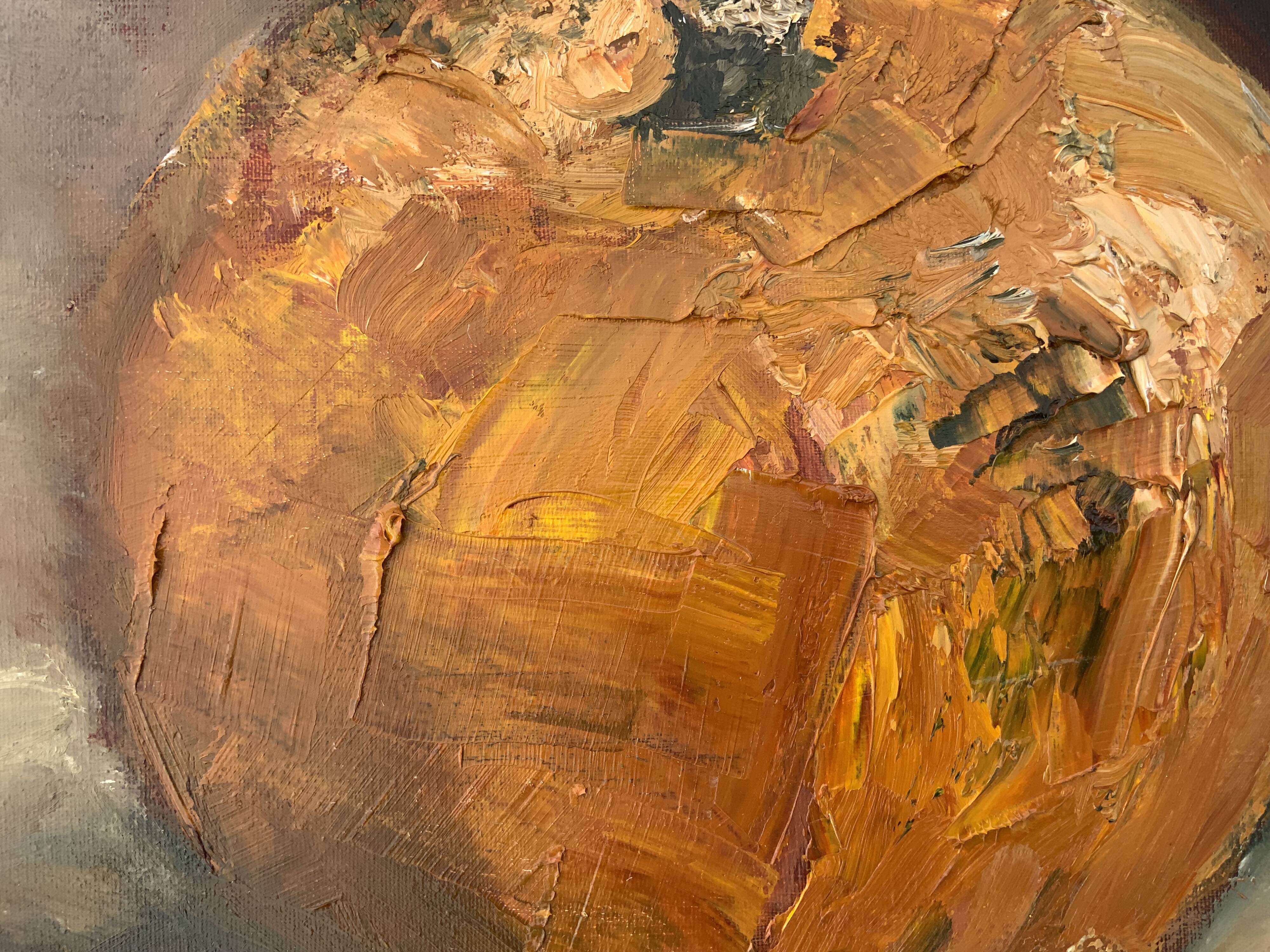 Vintage Still life with Pumkin oil Painting on Canvas signed