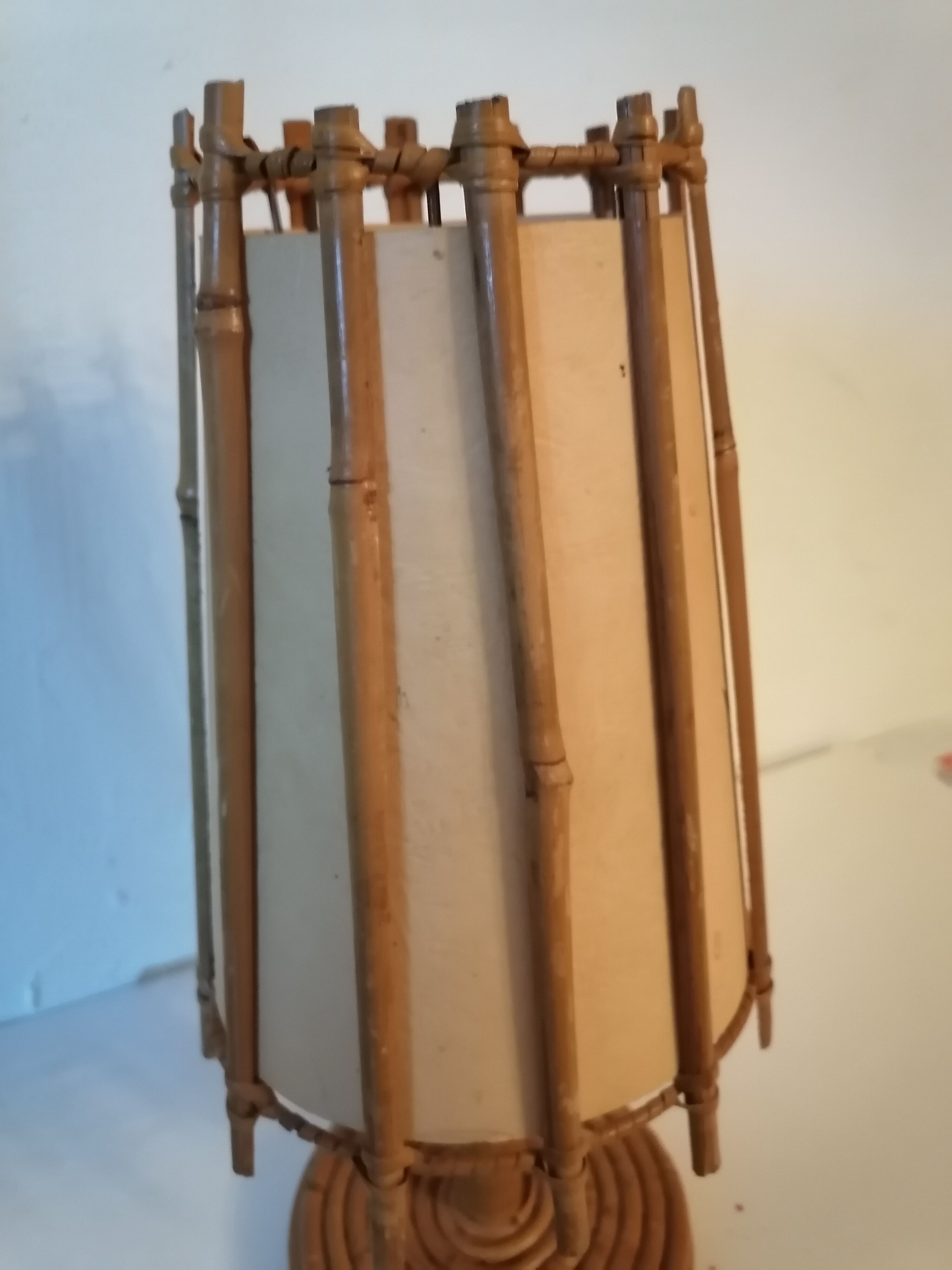 Bedside lamp wicker rattan 1960 1970