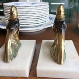 Marble and zinc art bookends - Pheasants