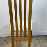 Chairs (set of 4) in solid elm and vintage fabric Findahls Denmark 1980