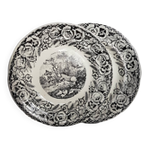 Lot de 2 assiettes parlantes Gien en noir et blanc