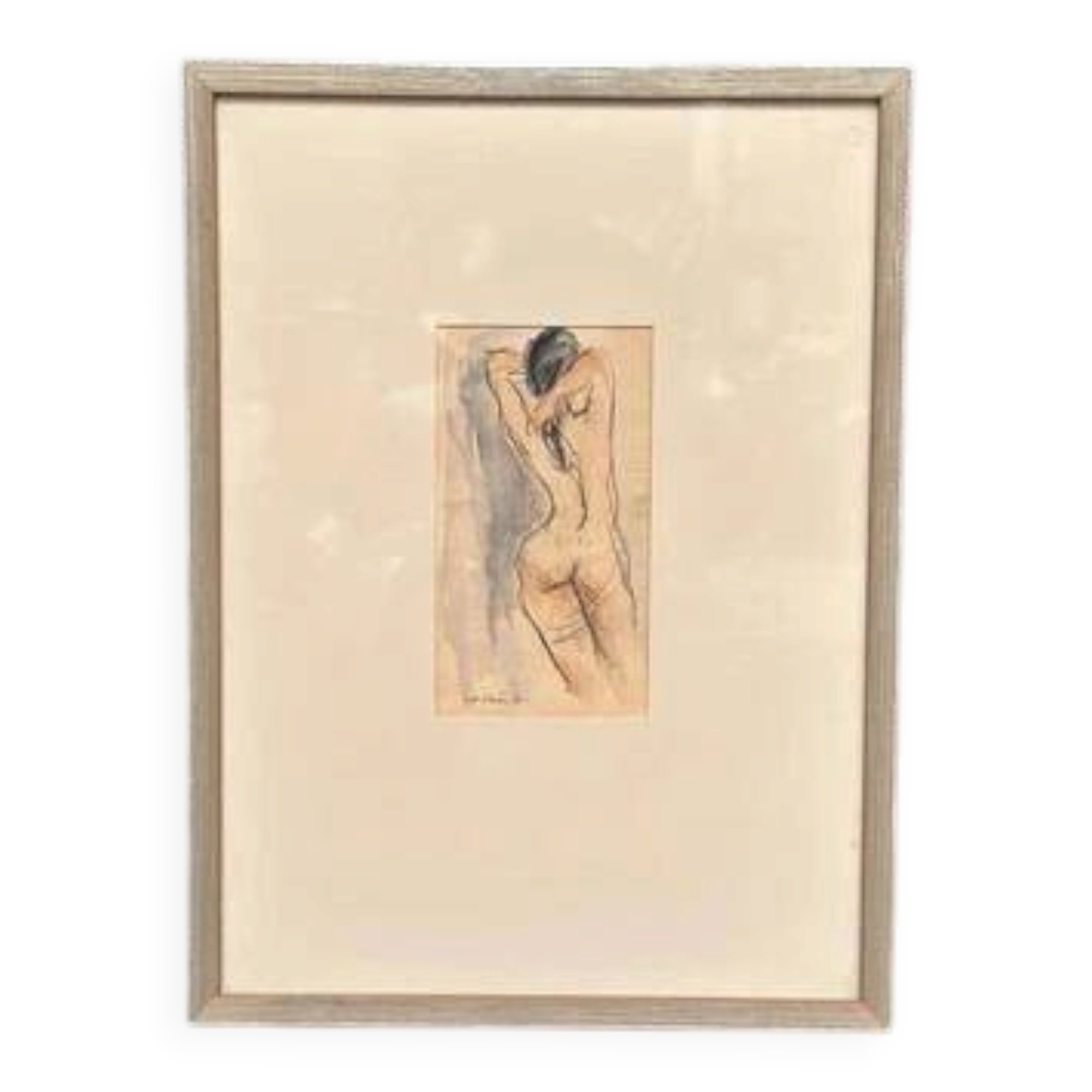Swedish Watercolour on Paper “Nude Study” by Helge W. Högbom