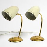 Pair of beautiful German Mid Century Modern brass table lamps with metal sh
