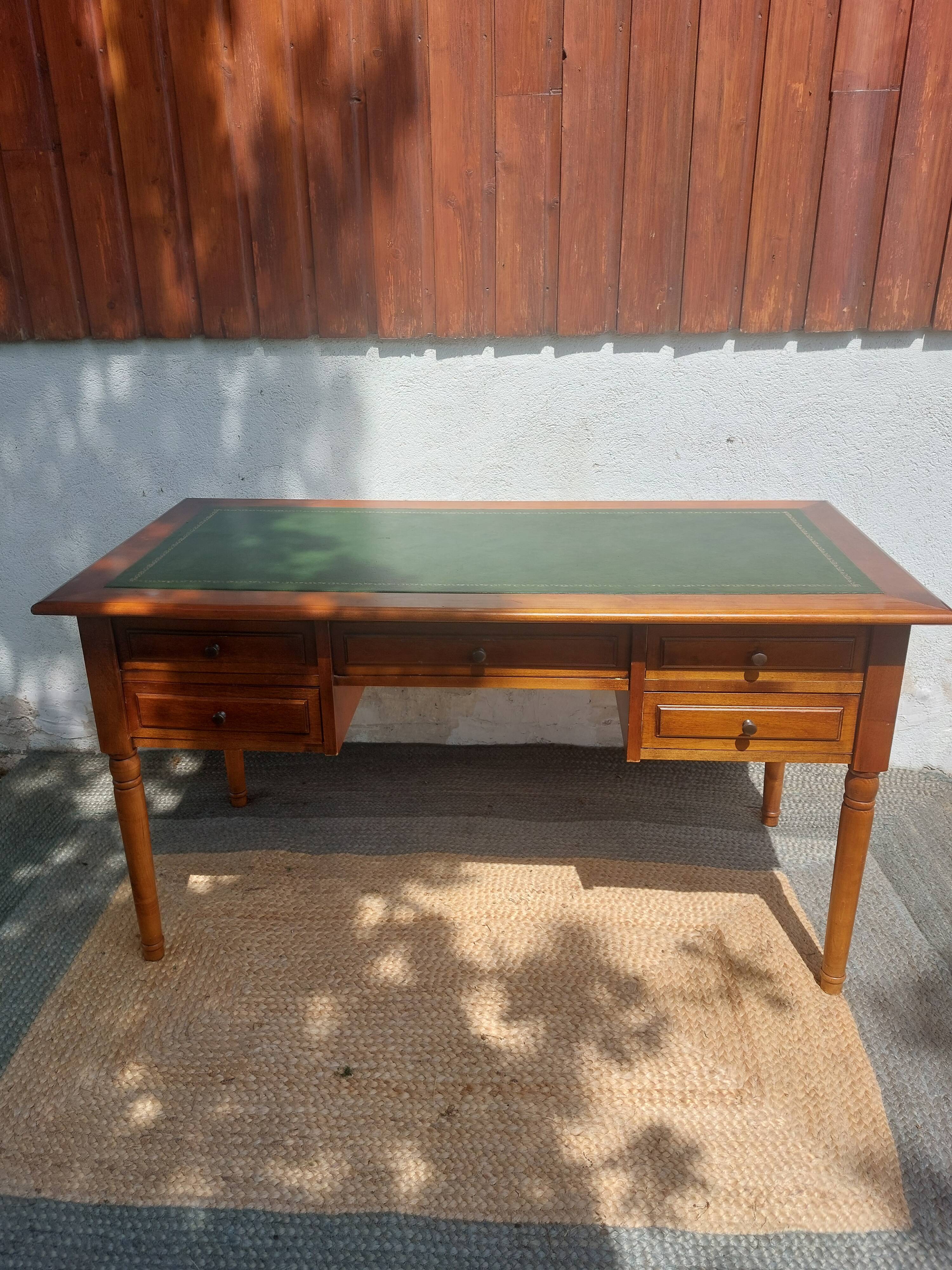 Green leather top desk