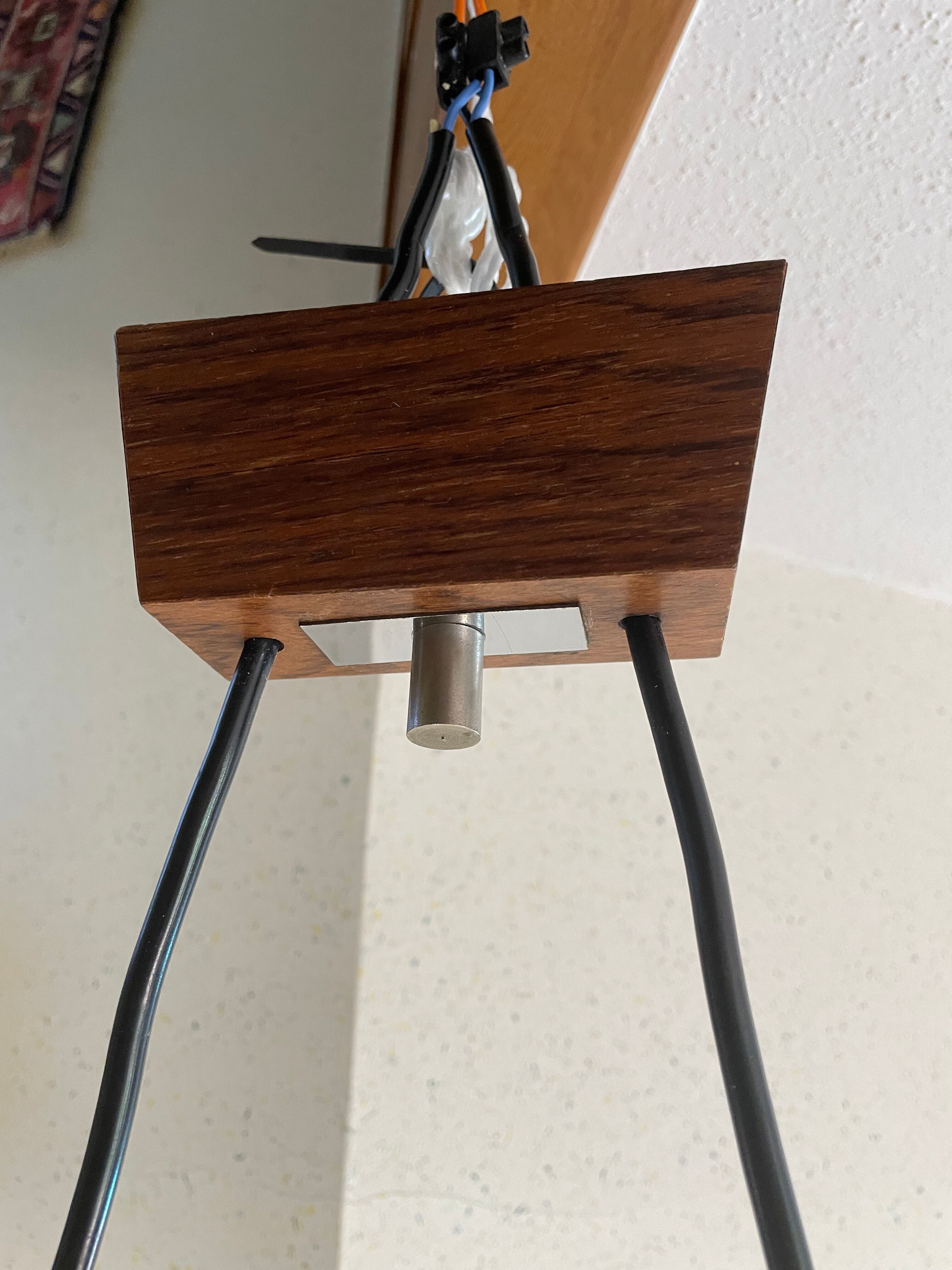 Art Deco glass and teak suspension