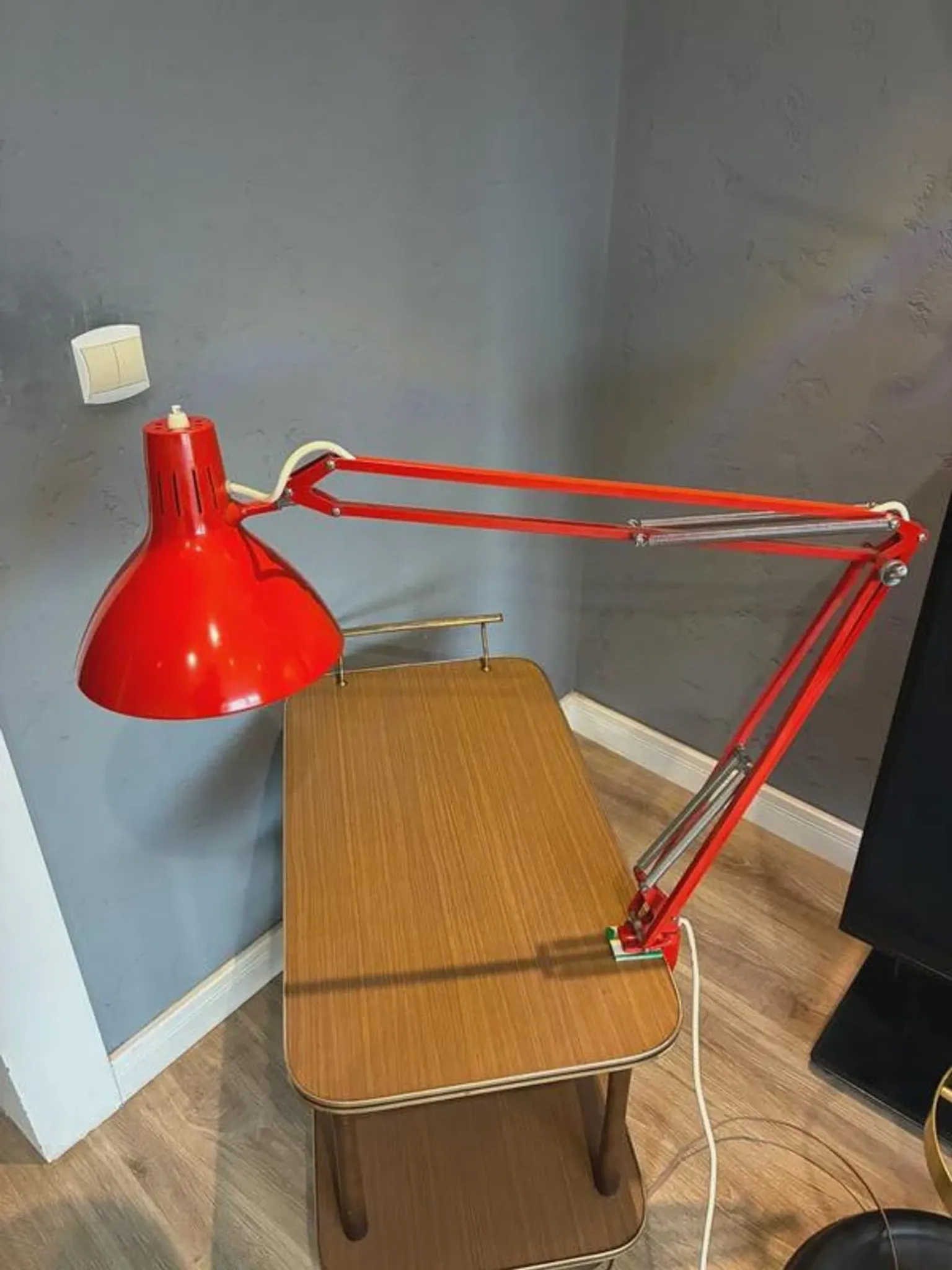 Luxo L-1 architect desk lamp by Jacob Jacobsen, red, 1960s