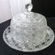 Antique cheese bell on its molded pressed glass tray