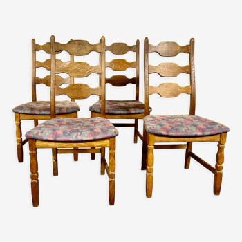 Set of 4 Danish vintage oak dining chairs by Henning Kjaernulf 1960s