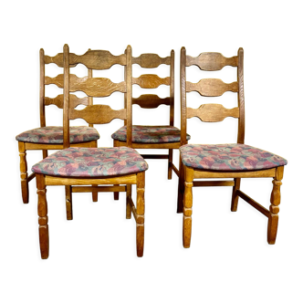 Set of 4 Danish vintage oak dining chairs by Henning Kjaernulf 1960s