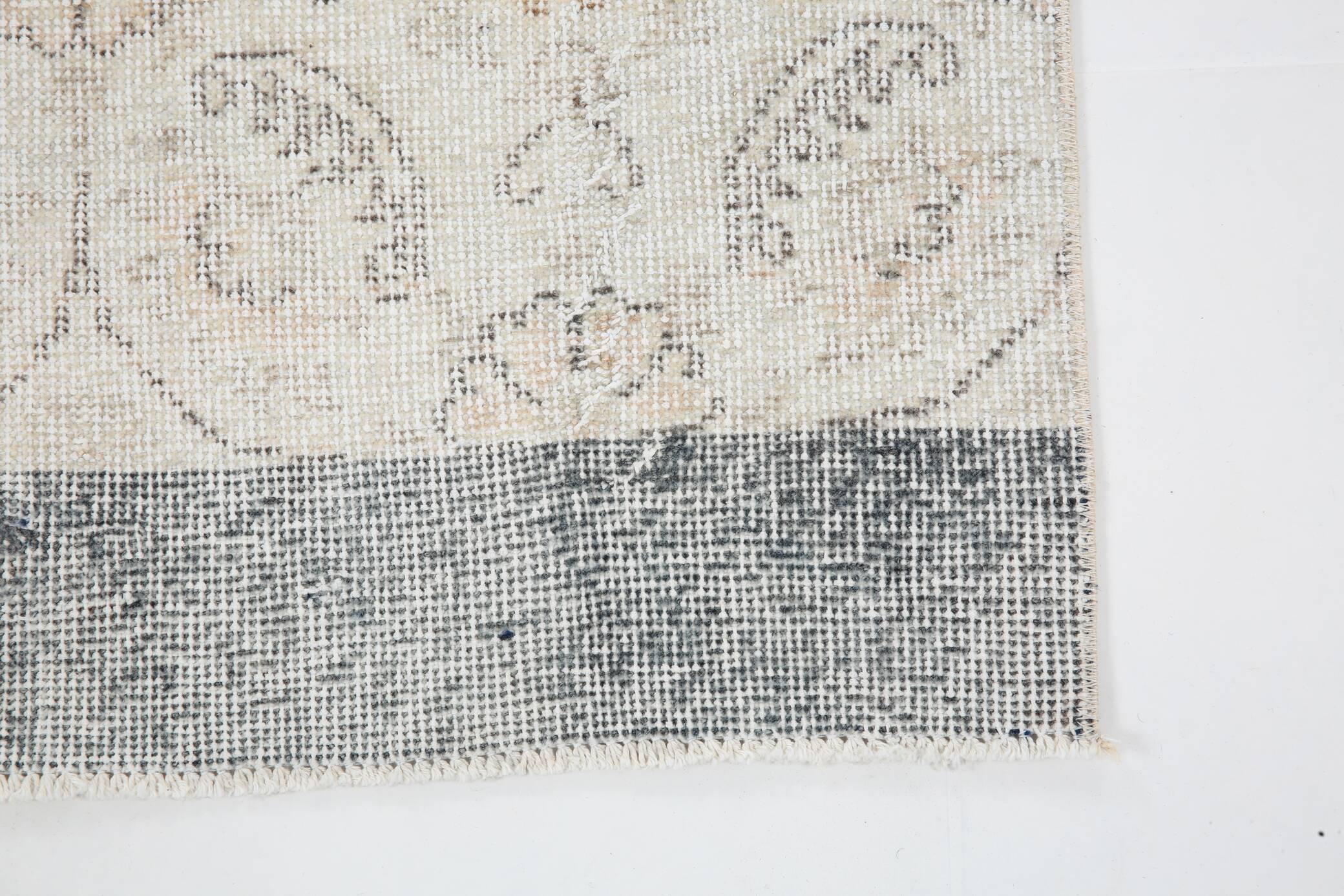 3x11 Rugs For Hallway Beige & Blue Vintage Runner Rug, 82x338Cm