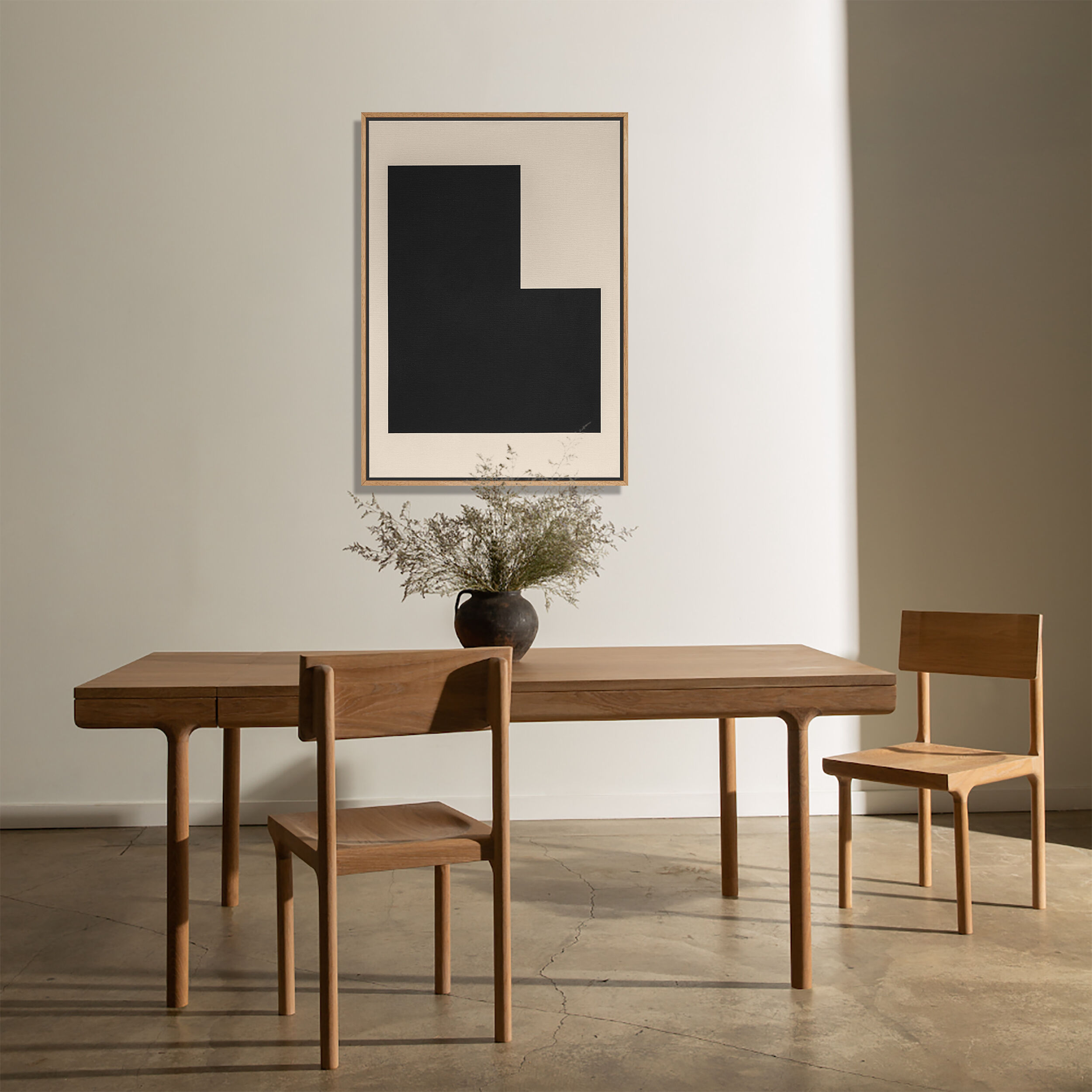 Minimalist abstract painting black sign B03