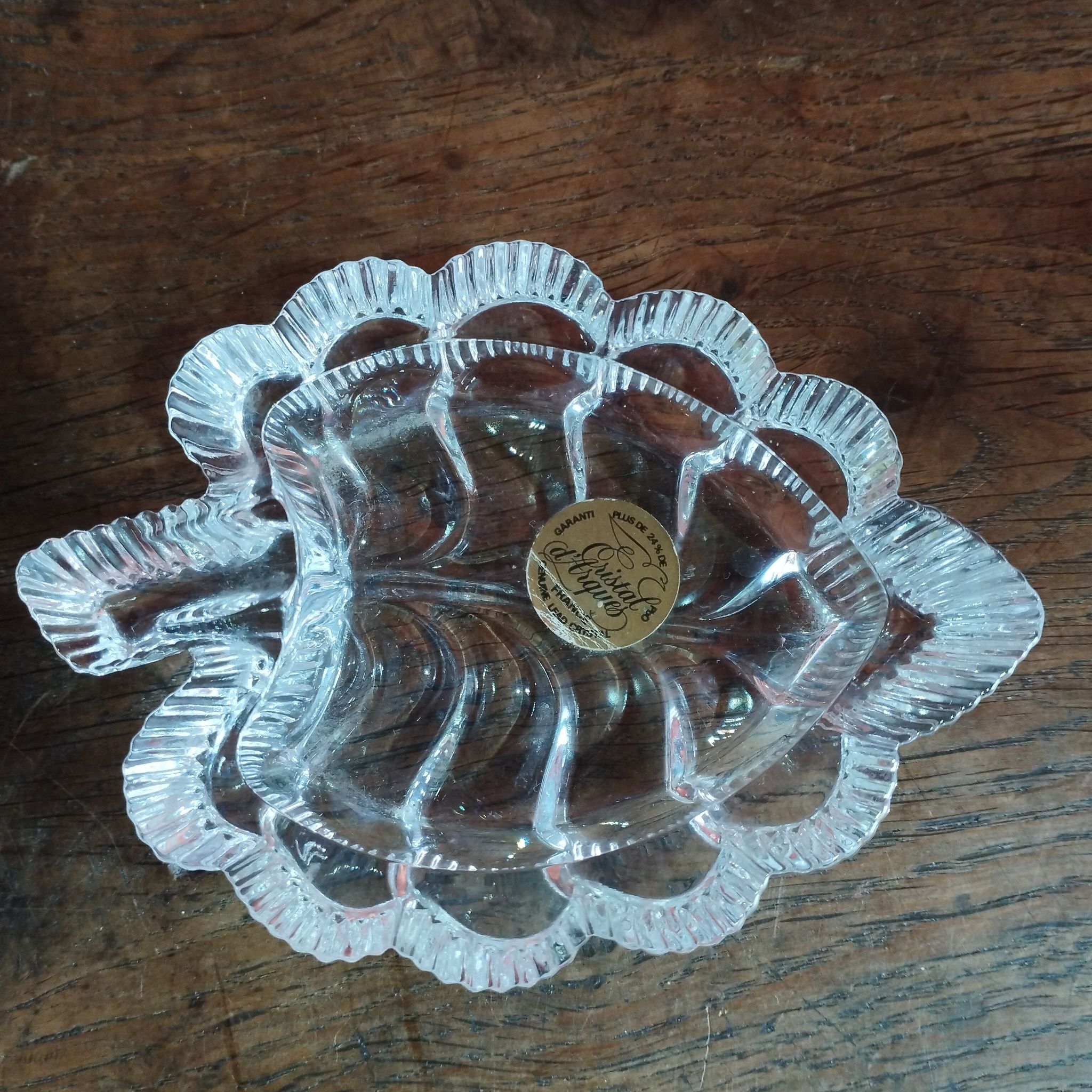 Vide poche en cristal d'Arques - feuille