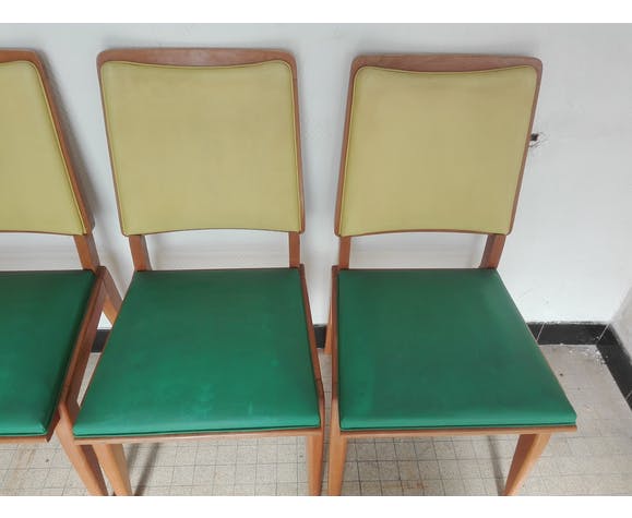 Suite of 4 vintage chairs compass feet