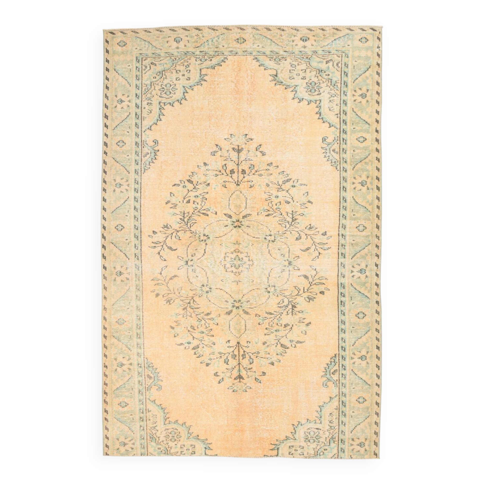 Mustard Yellow Vintage Rug, Handmade Persian Rug, 180x277 Cm