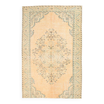 Mustard Yellow Vintage Rug, Handmade Persian Rug, 180x277 Cm