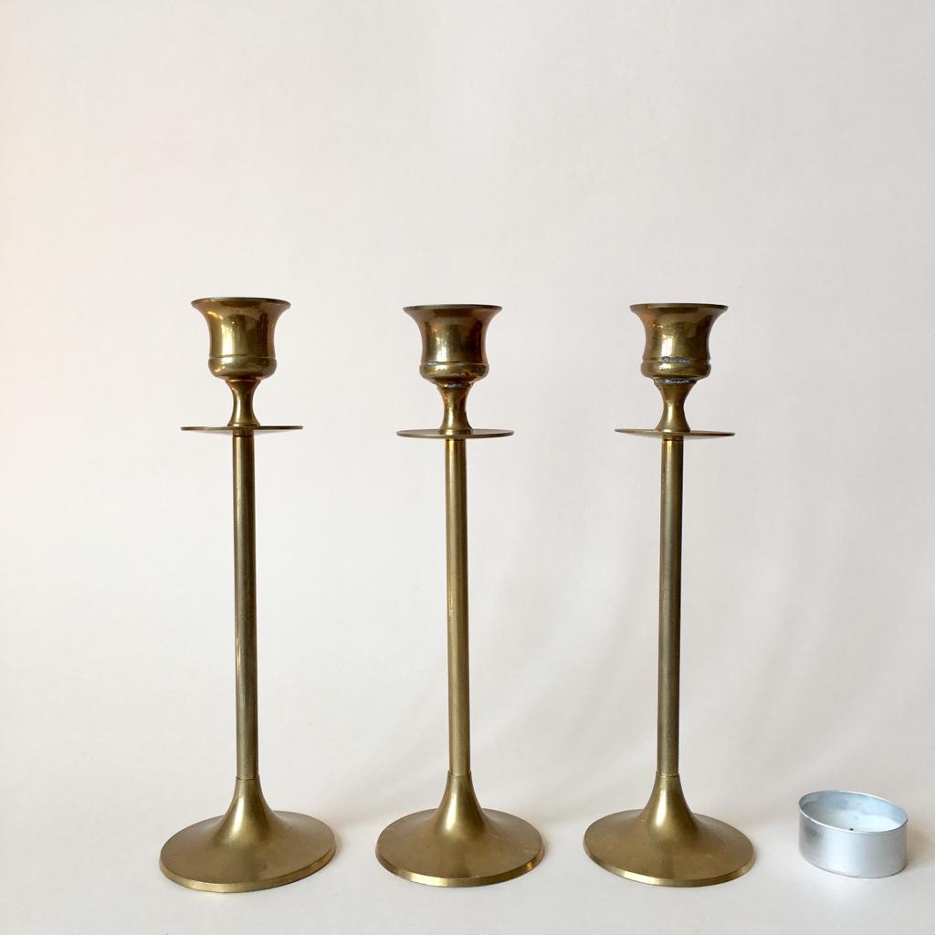 6 german brass candleholders