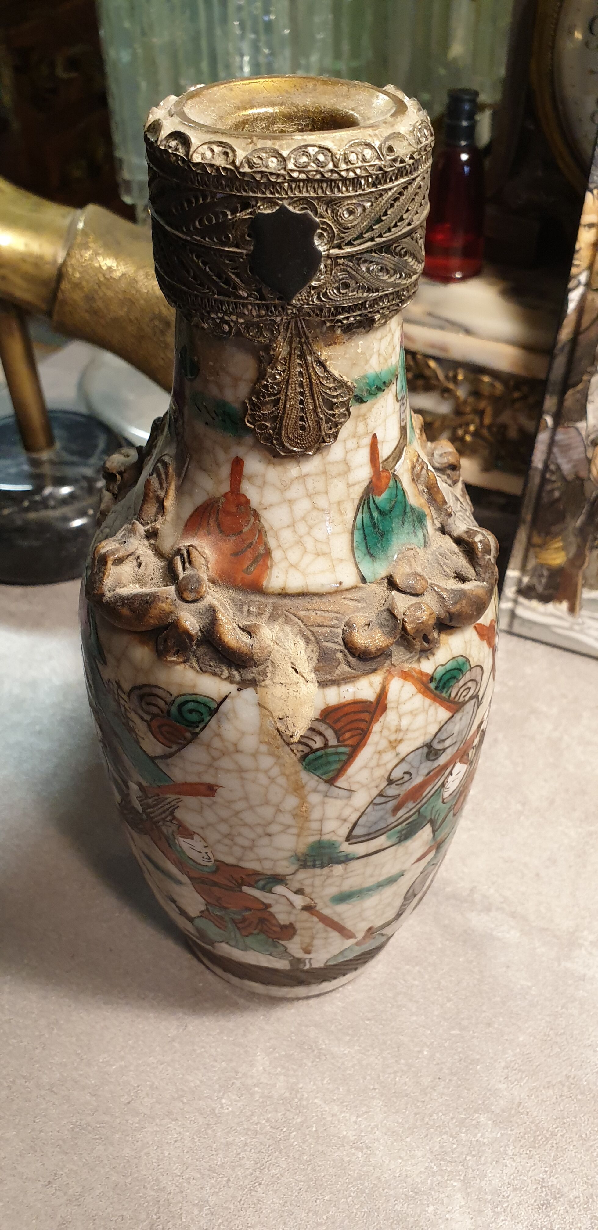 Cracked ceramic vase japan XIXth