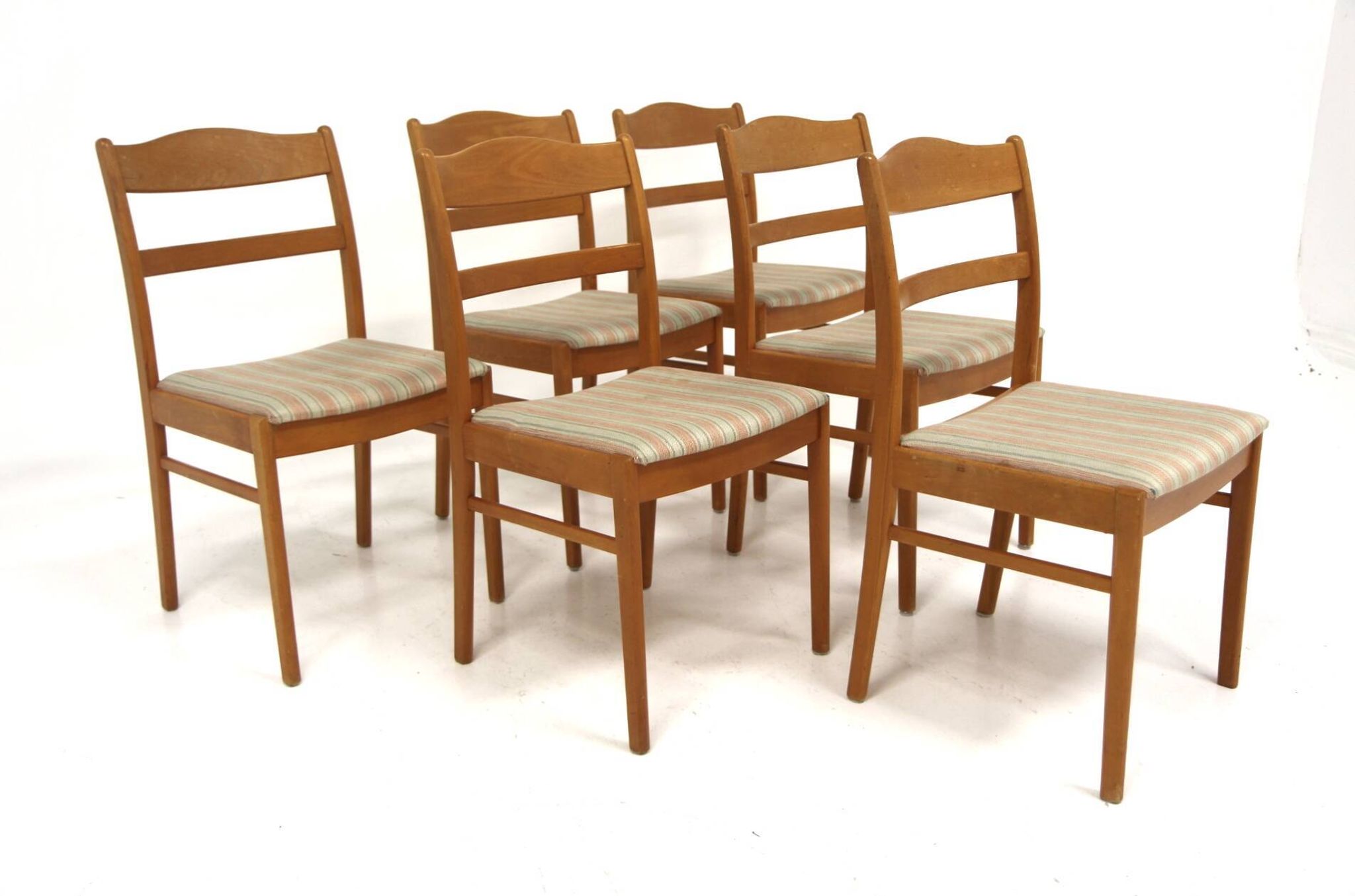 Set of 6 Scandinavian beech chairs, Sweden, 1950.