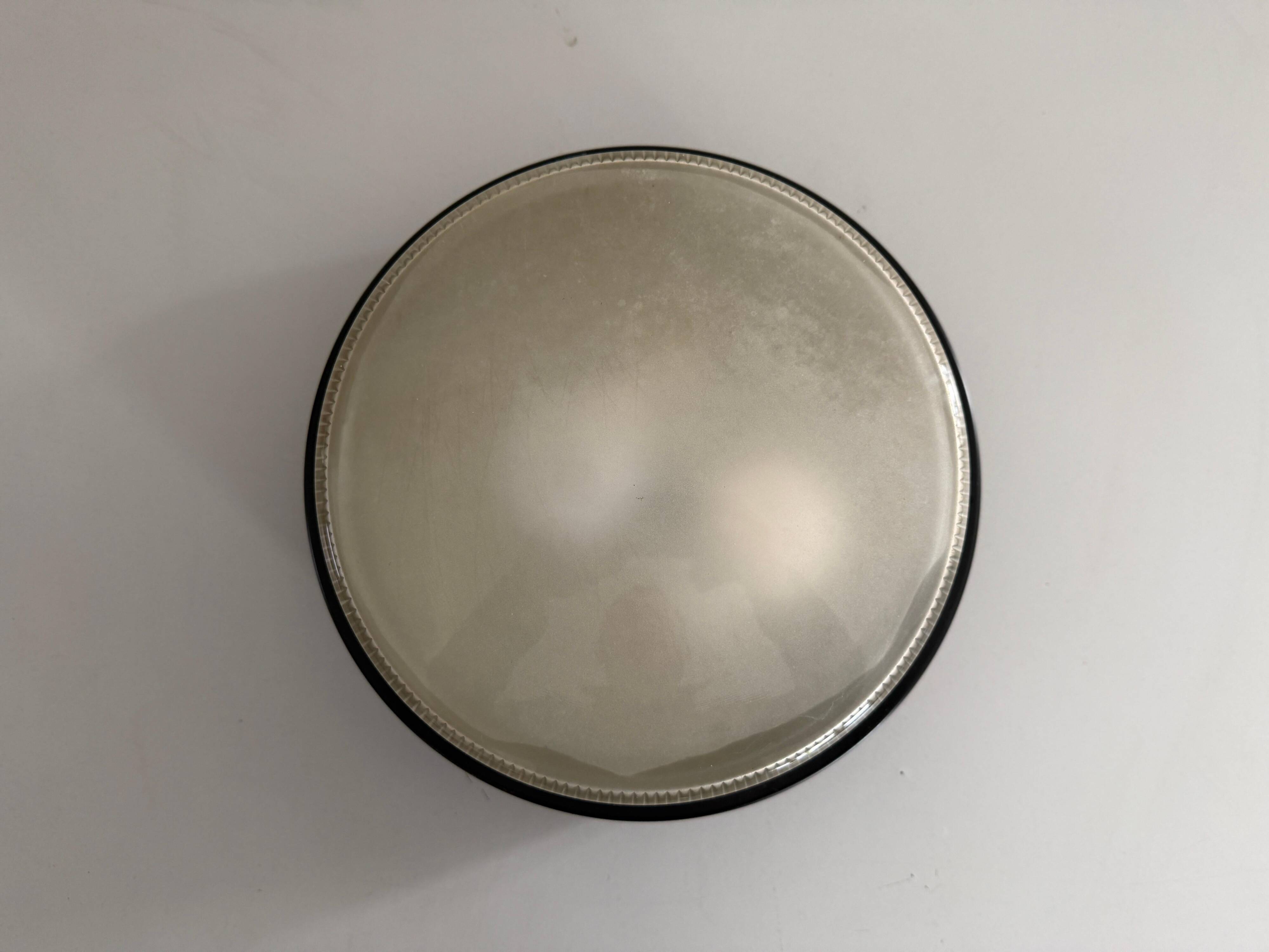 Flush-mounted black metal and glass frame, Attributed to Stilnovo, 1950s, Italy