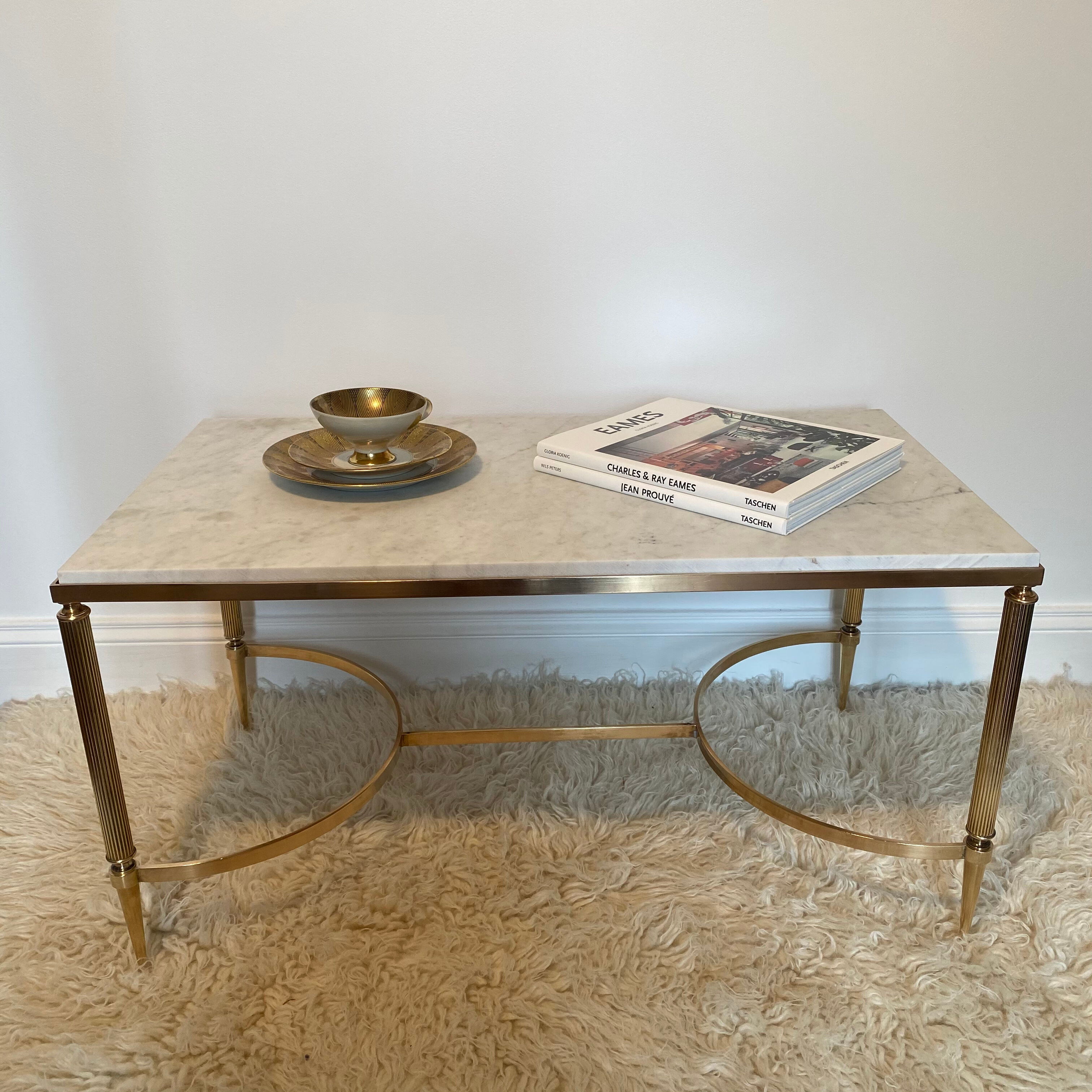 Marble and brass coffee table