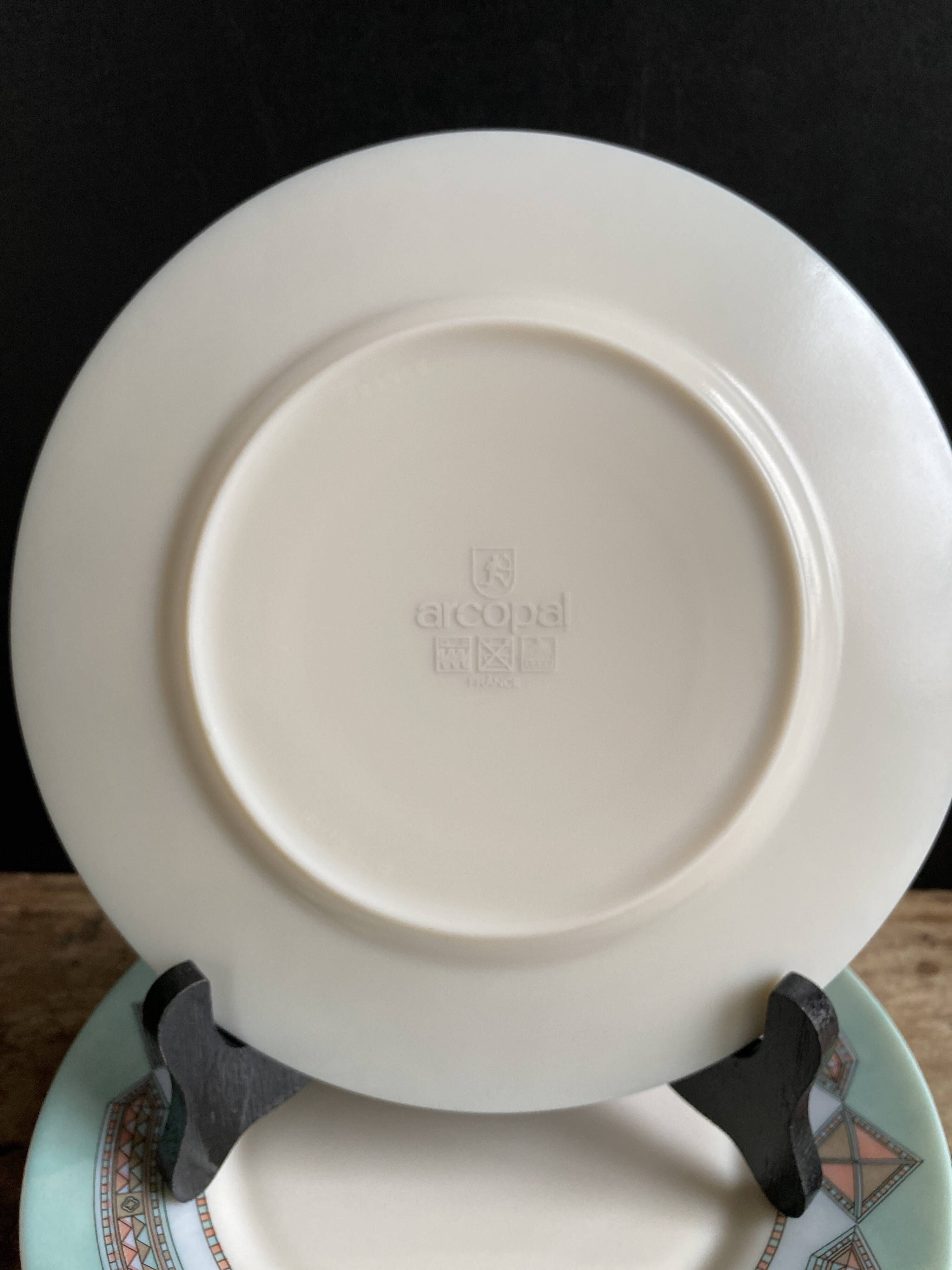 Set of 6 dessert plates Arcopal France – Aztec Vintage 90s model