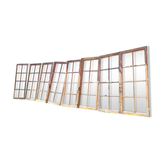 Lot of 4 oak windows H141xL112/117cm old small panes