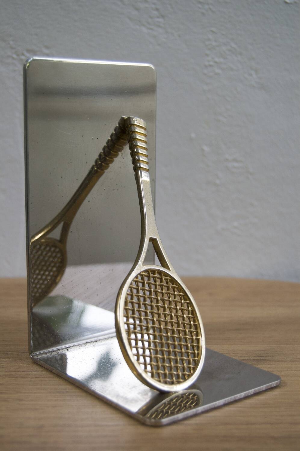 Paire de serre-livres vintage en forme de raquette de tennis – années 1980