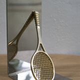 Paire de serre-livres vintage en forme de raquette de tennis – années 1980
