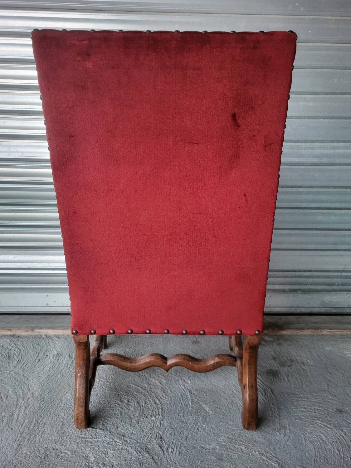 Authentic large antique armchair in the Louis XIII style "sheep's bone"