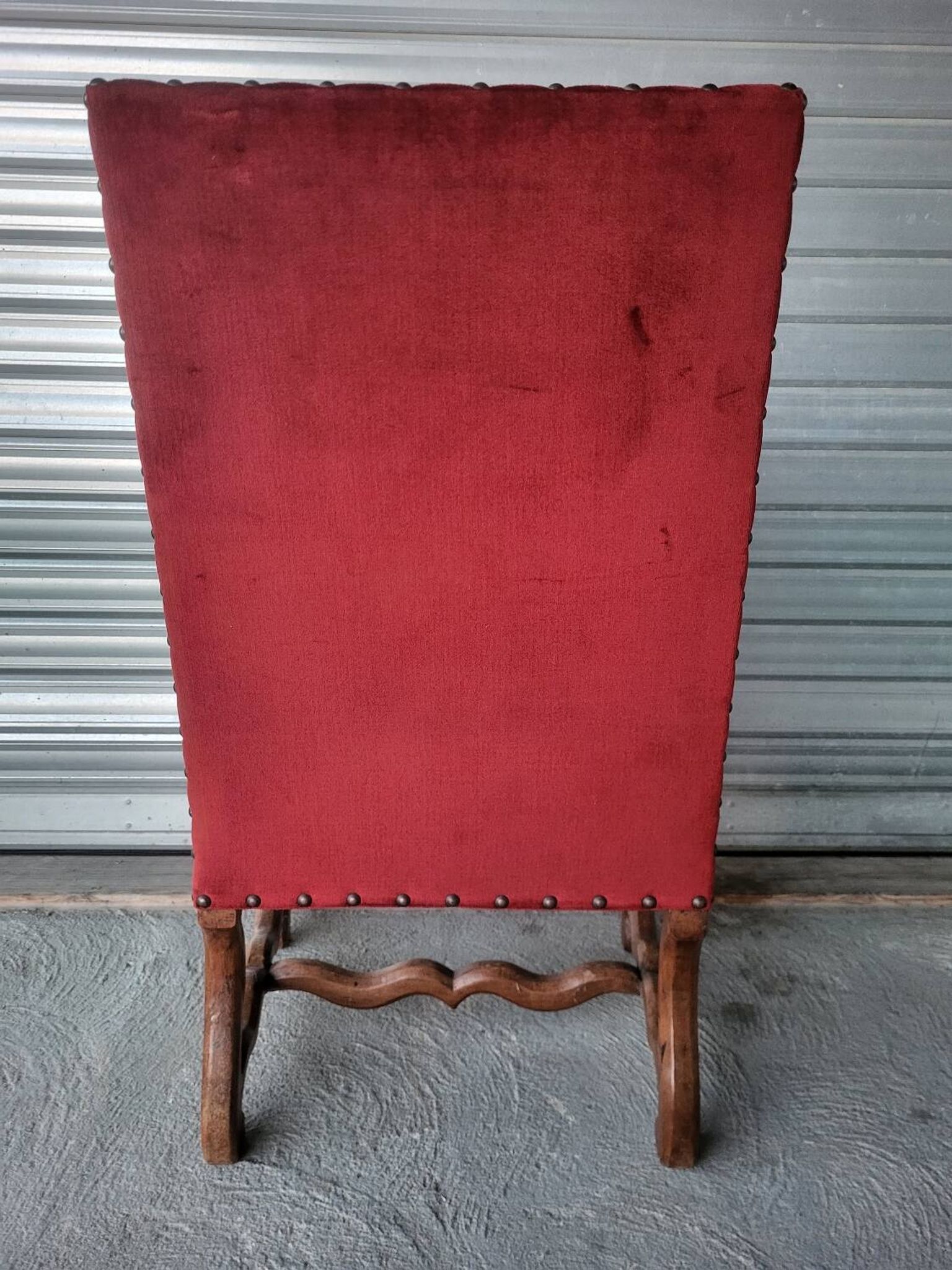 Authentic large antique armchair in the Louis XIII style "sheep's bone"
