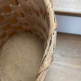 Corbeille à papier tissée en osier et bois ovale