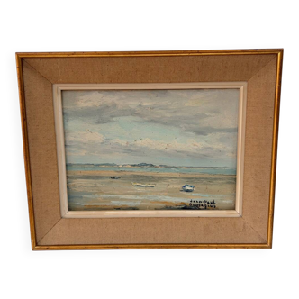 Marine Oil on canvas by JP. Guinegault (36 x 45)