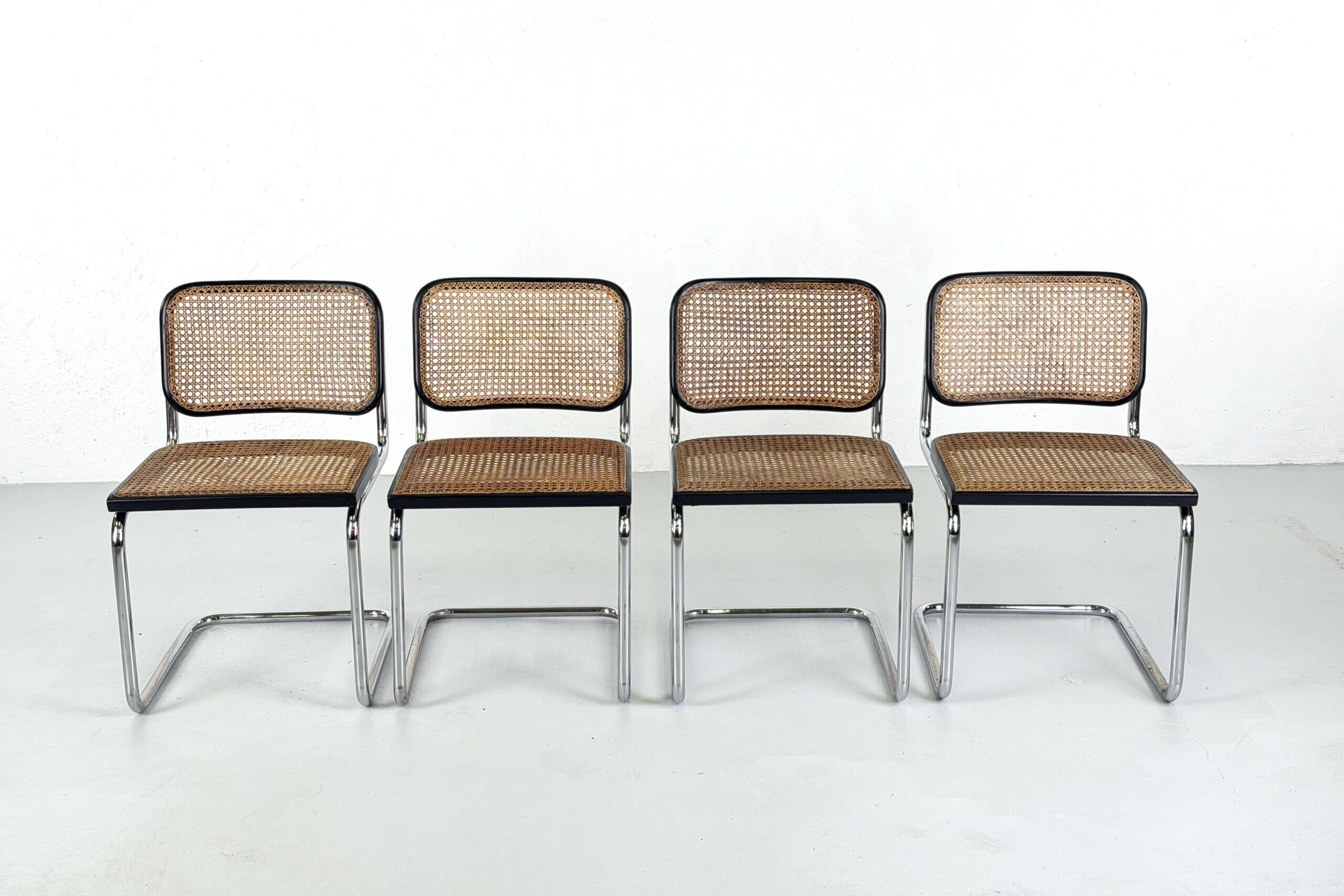Set of 4 Cesca chairs by Marcel Breuer for Gavina – 1960s