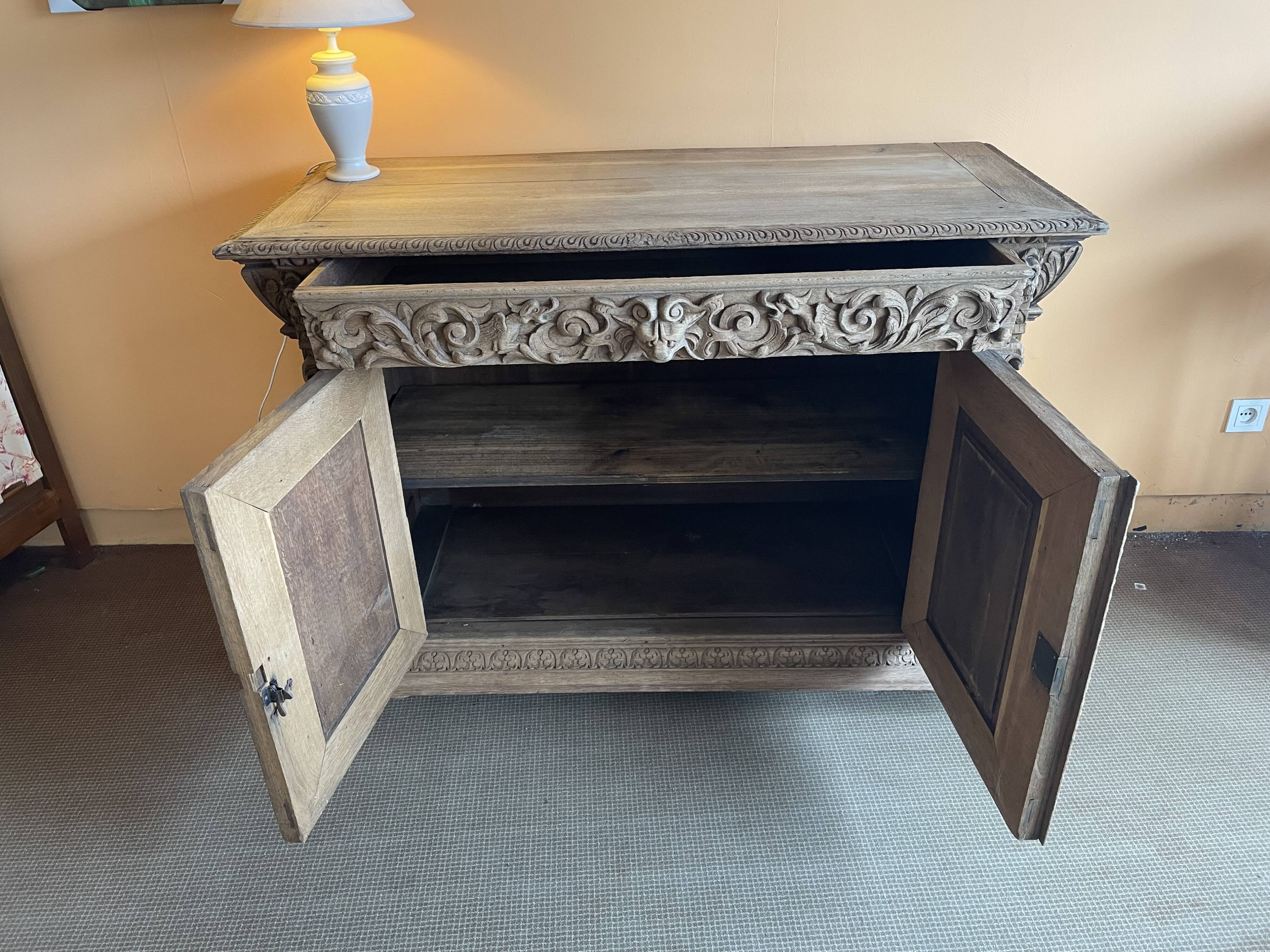 Carved wooden sideboard