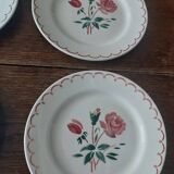 Set of six dessert plates in Badonviller iron earthenware FB year
