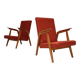 Pair of Uluv red Eastern Bloc armchairs, 1960s