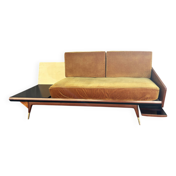Daybed ou canapé deux places, tablette design maison Sergalot, Paris, 1957
